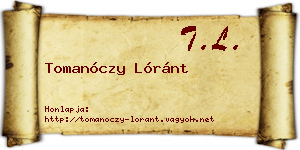 Tomanóczy Lóránt névjegykártya